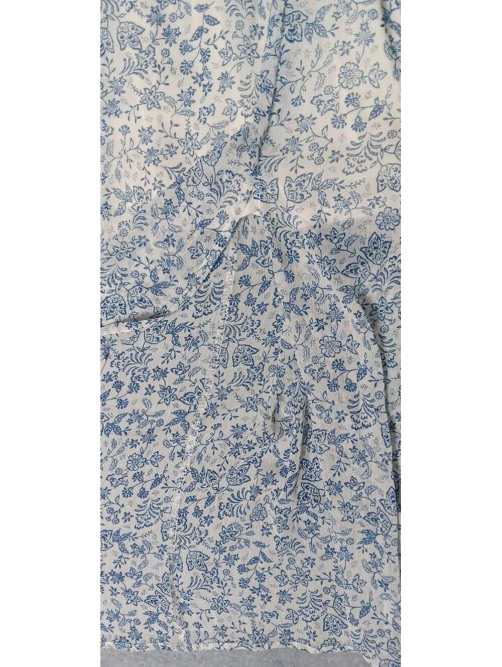 NWT! Sienna Sky Babydoll Milkmaid Dress Womens Size Mesium White And Blue Floral - Picture 13 of 14